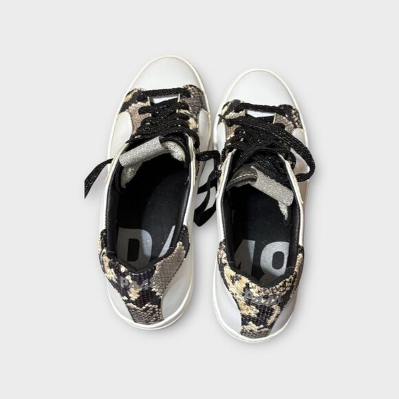 P448 Thea Platform Sneaker 41 US 10.5 White Leather Snakeskin Trim EUC Women - Picture 2 of 9